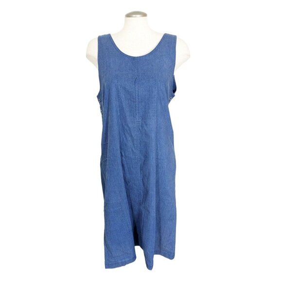 Vintage Tilley Endurables Tank Dress Womens M Denim Blue Y2K Tencel Blend Canada - Picture 1 of 8